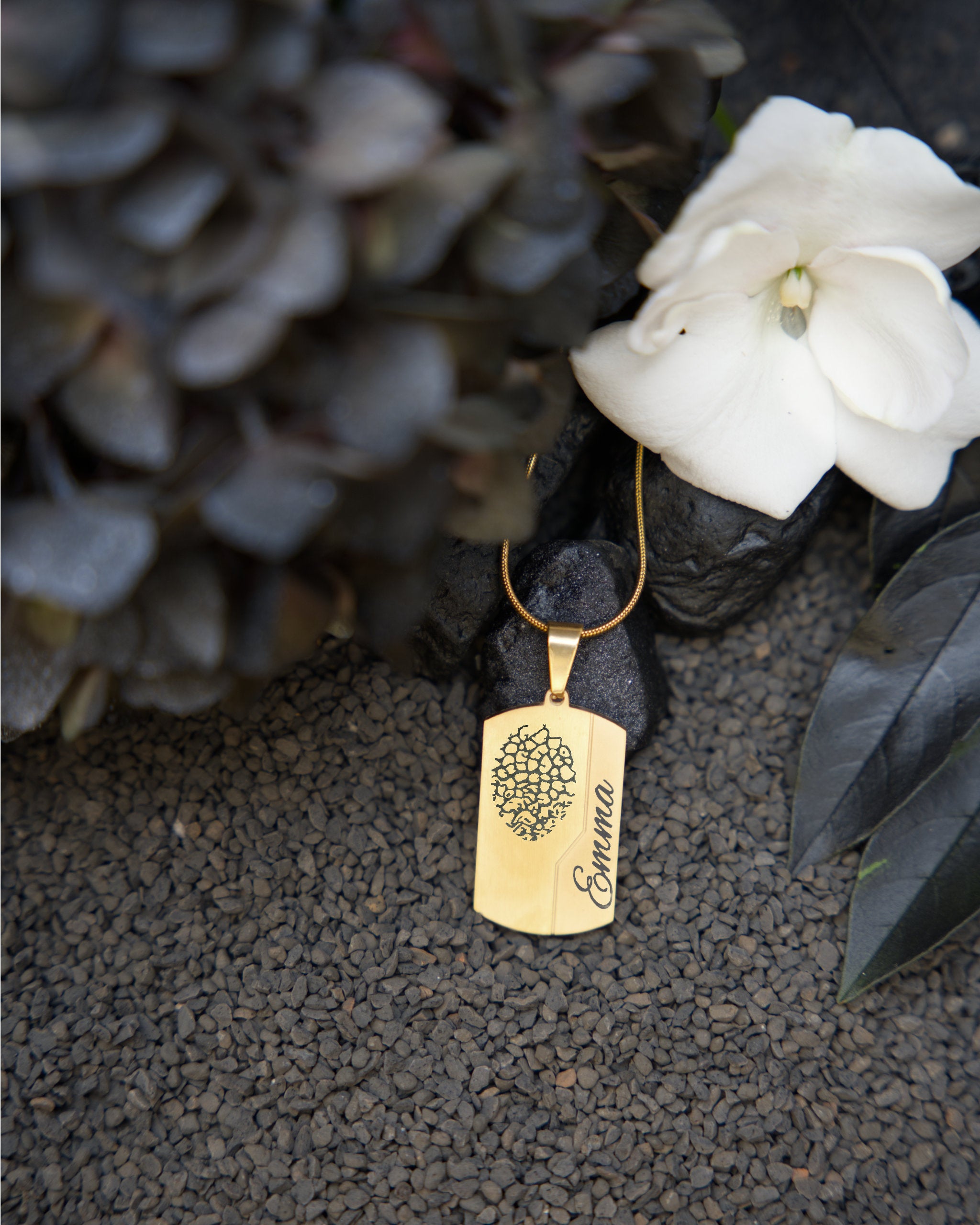 Dog Tag Gravuranhänger Pure Gold aus Edelstahl mit Nasen-, Finger- oder Pfotenabdruck