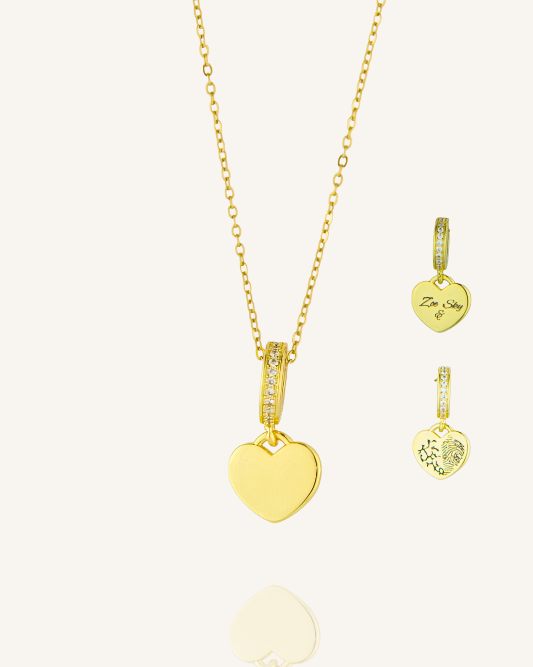 (Bundle) Dein Herzschlag in Gold: Personalisierter Nasen- & Fingerabdruck Anhänger aus 14K vergoldetem Edelstahl