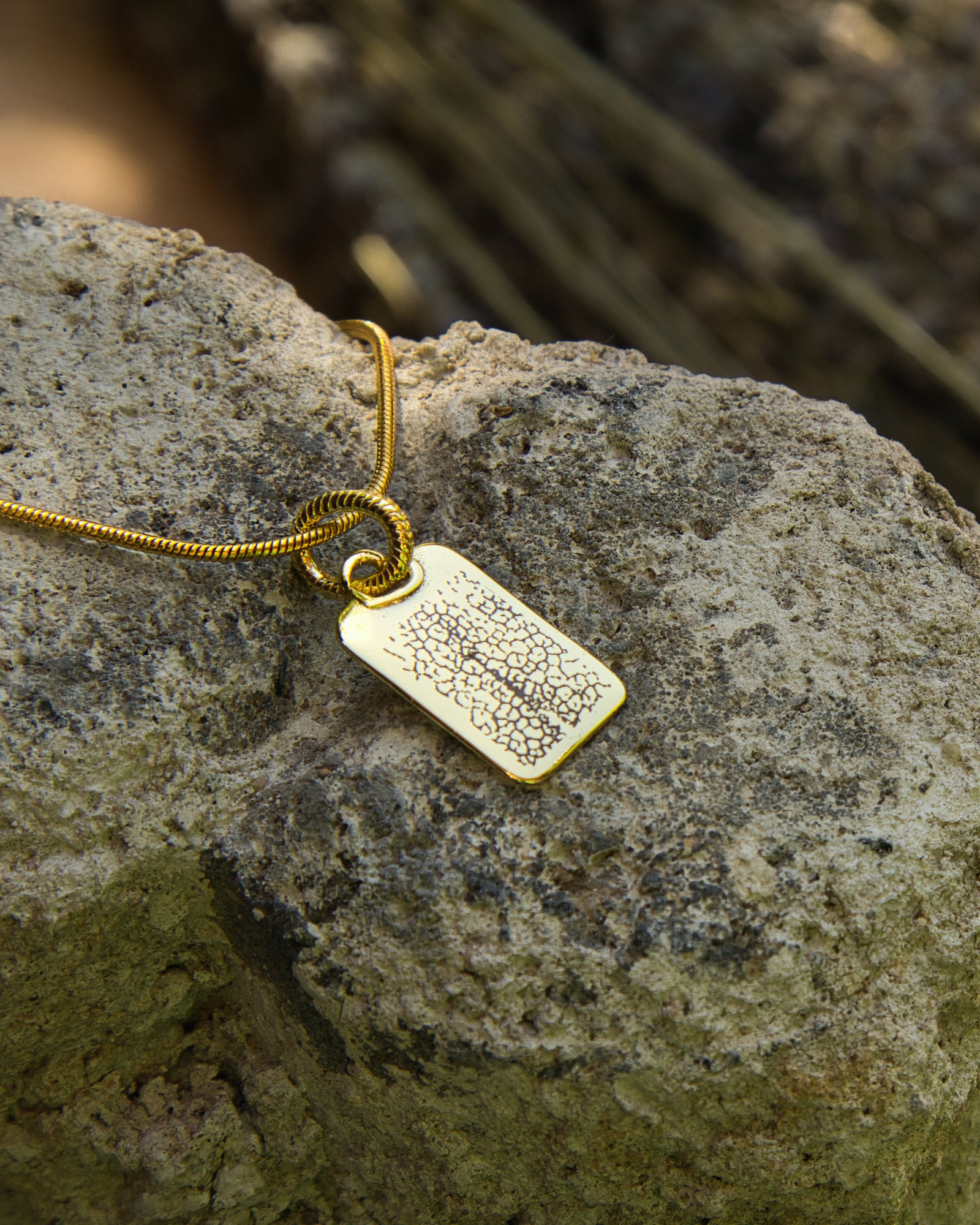 Rechteckiger Gravuranhänger Bundle mit Nasen-, Finger- oder Pfotenabdruck inkl. Kette & Geburtsstein aus 14K vergoldetem Edelstahl