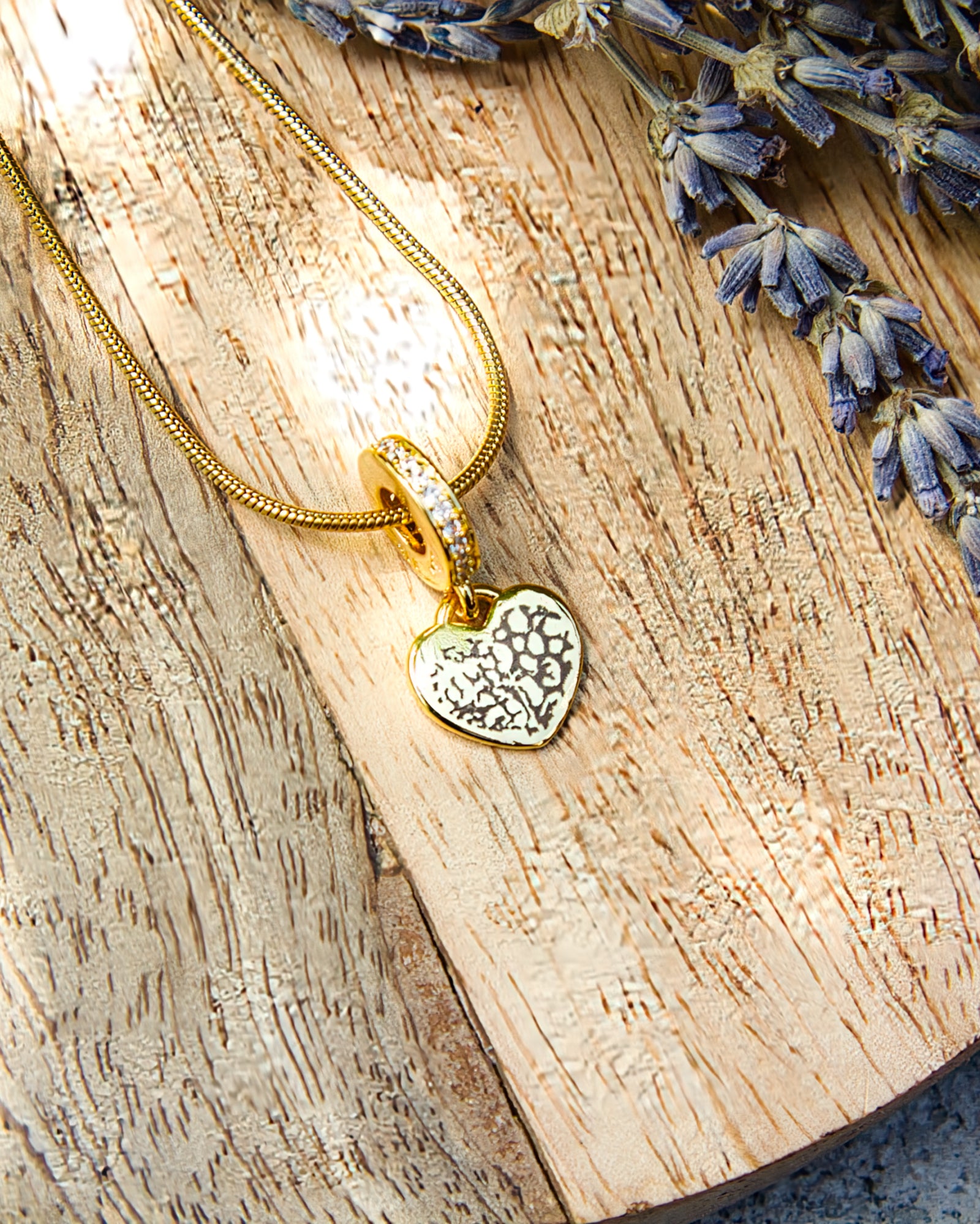 Herz Gravuranhänger Bundle mit Nasen-, Finger- oder Pfotenabdruck inkl. Kette & Geburtsstein aus 14K vergoldetem Edelstahl