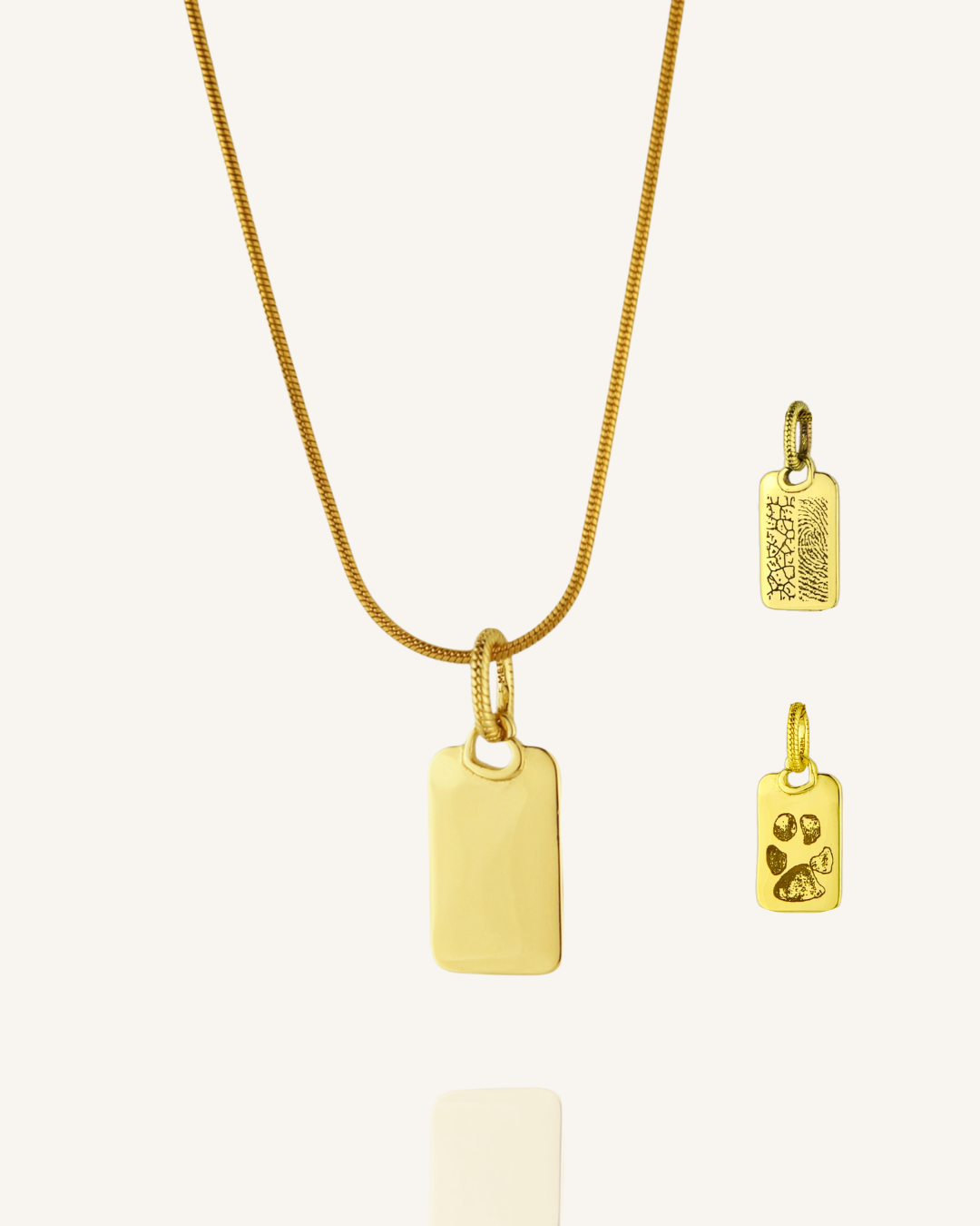 Dein Herzschlag in Gold: Personalisierter Nasen- & Fingerabdruck Anhänger aus 14K vergoldetem Edelstahl