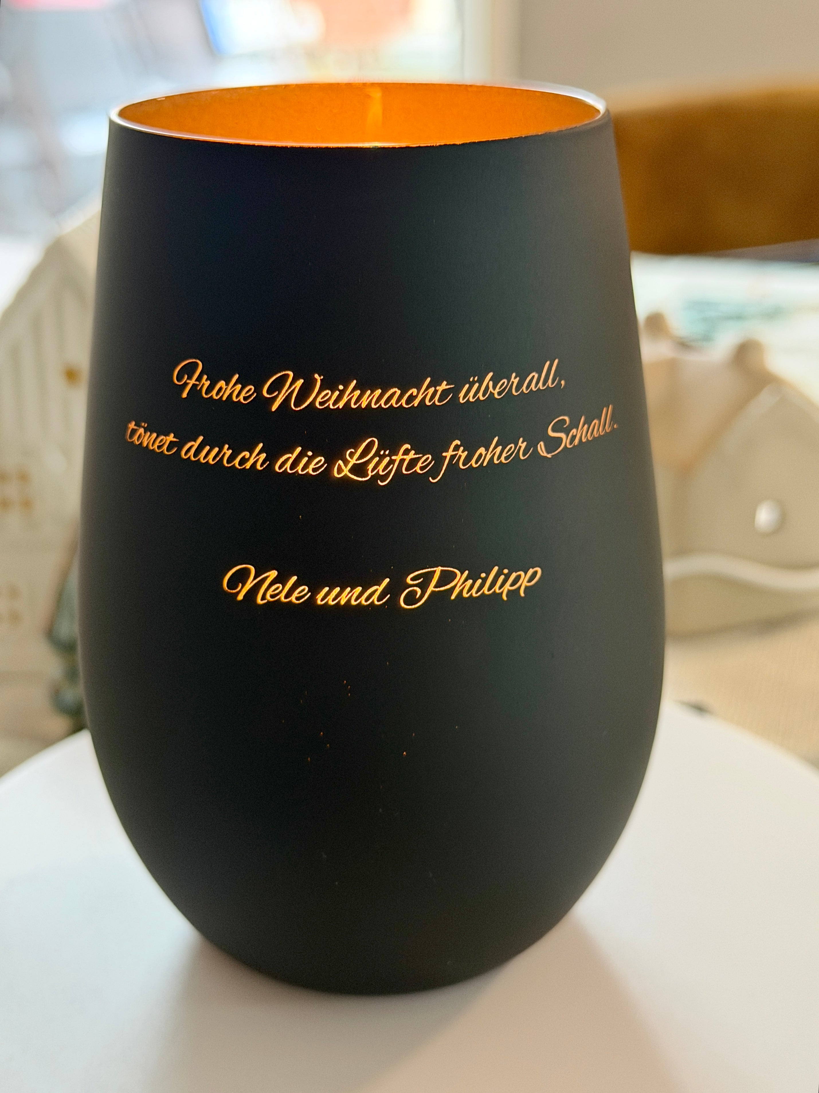Graviertes Teelichtglas