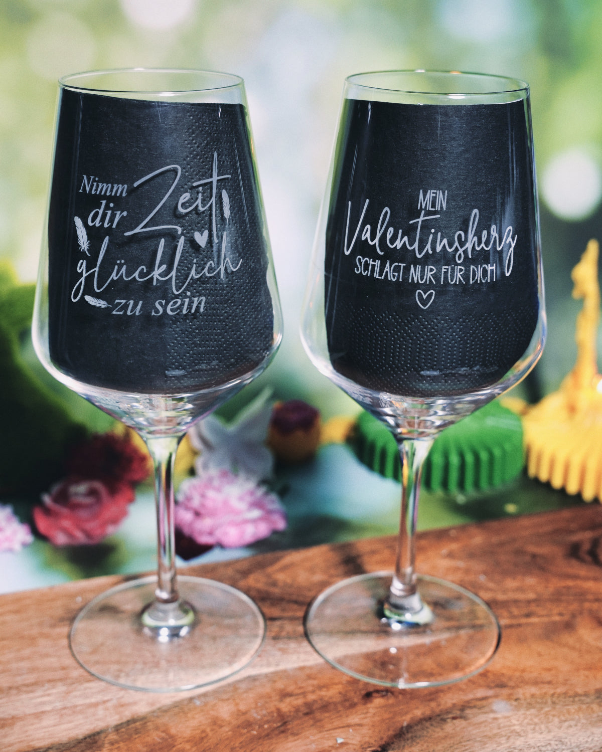 Graviertes Weinglas (1 Stk.) – personalisierbar mit Wunschtext